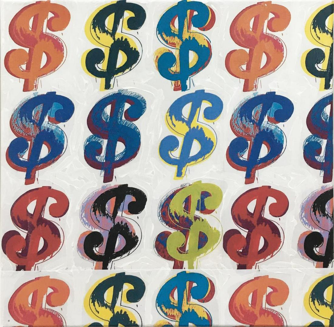 Tom Dash - Dollar Sign: Artist: Tom Dash Title: Dollar Sign Year: 2017 Dimensions: 12in. by 12in. Edition: From the rare limited edition of 20 Medium: Mixed Media on Canvas with Hand E