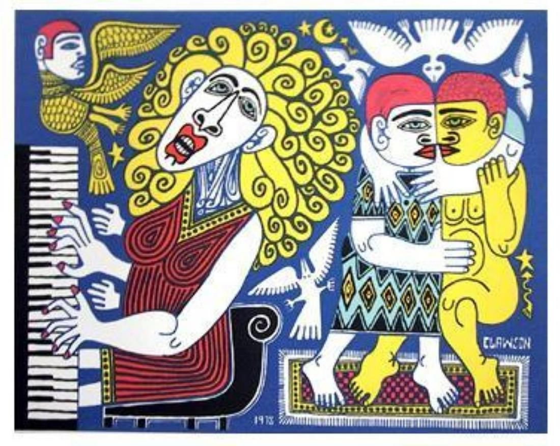 Rex Clawson - Piano Player: Artist: Rex Clawson Title: Piano Player Year: c.1978 Dimensions: 22in. by 30in. Edition: 10 From the rare limited edition of 150 Publisher: Marlborough Graphics