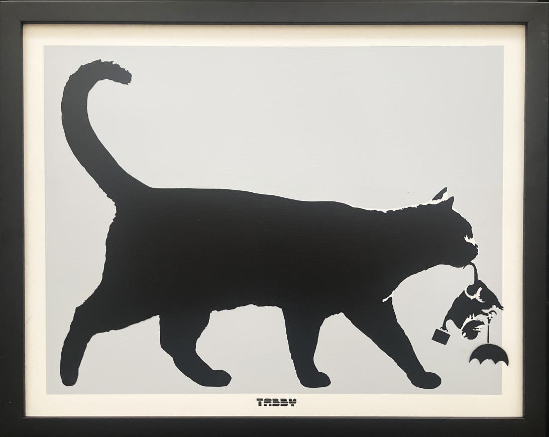 Tabby - Cat vs Banksy Umbrella Rat (1 of 2)