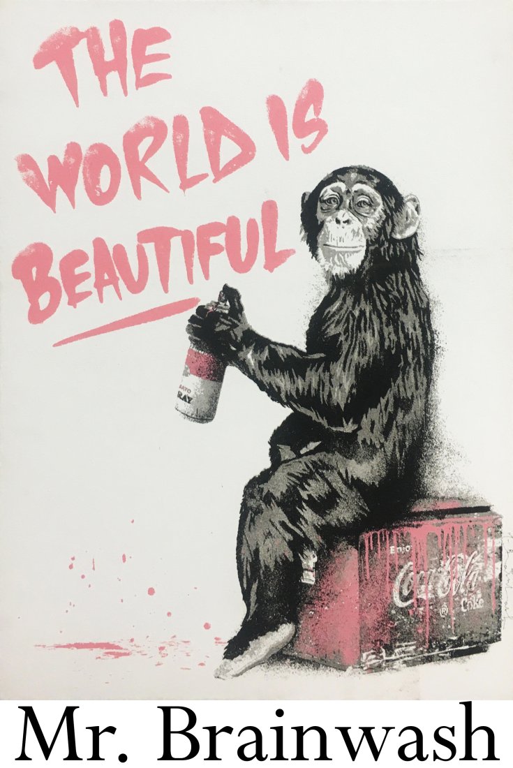 Mr. Brainwash - The World is Beautiful (Pink): Artist: Mr. Brainwash Title: The World is Beautiful (Pink) Year: 2020 Dimensions: 28in. by 20in. Edition: Numbered from the Rare Artist Proof edition of 5 Suite: