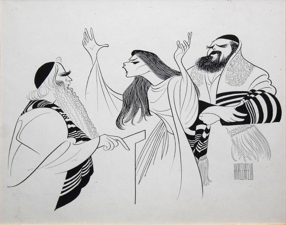 Al Hirschfeld - The Dybbbuk: Artist: Al Hirschfeld Title: The Dybbbuk Year: 1960 Dimensions: 15 1/4in. by 12 1/4in. Edition: From the rare limited edition Medium: Original lithograph on pap