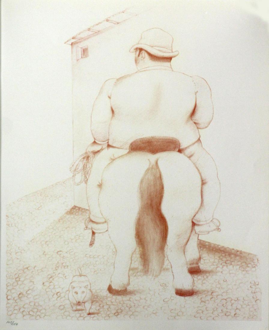 Fernando Botero (After) - Man on a Horse: Comes with Letter of authenticity and guaranteed in perpetuity