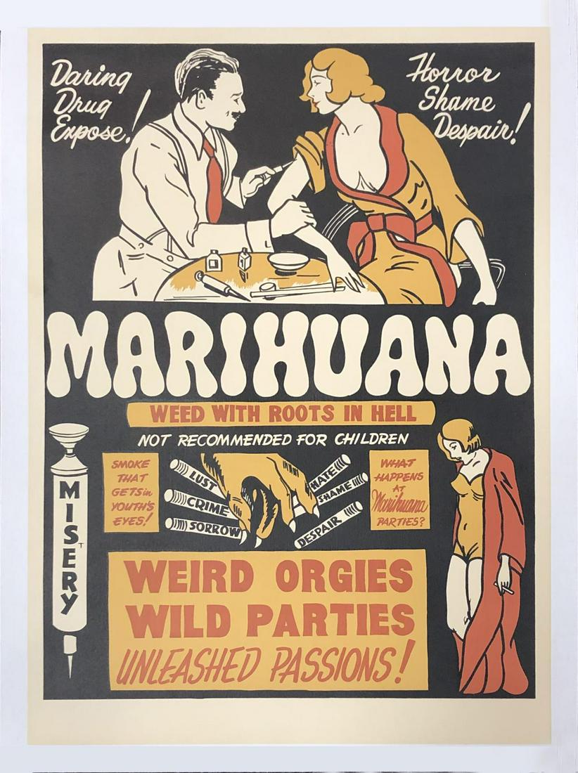 Vintage Poster - Marihuana: Artist: Vintage Poster Title: Marihuana Dimensions: 41in. by 30in. Medium: Poster Mounted on Linen Condition: Excellent Comes with Letter of authenticity and g