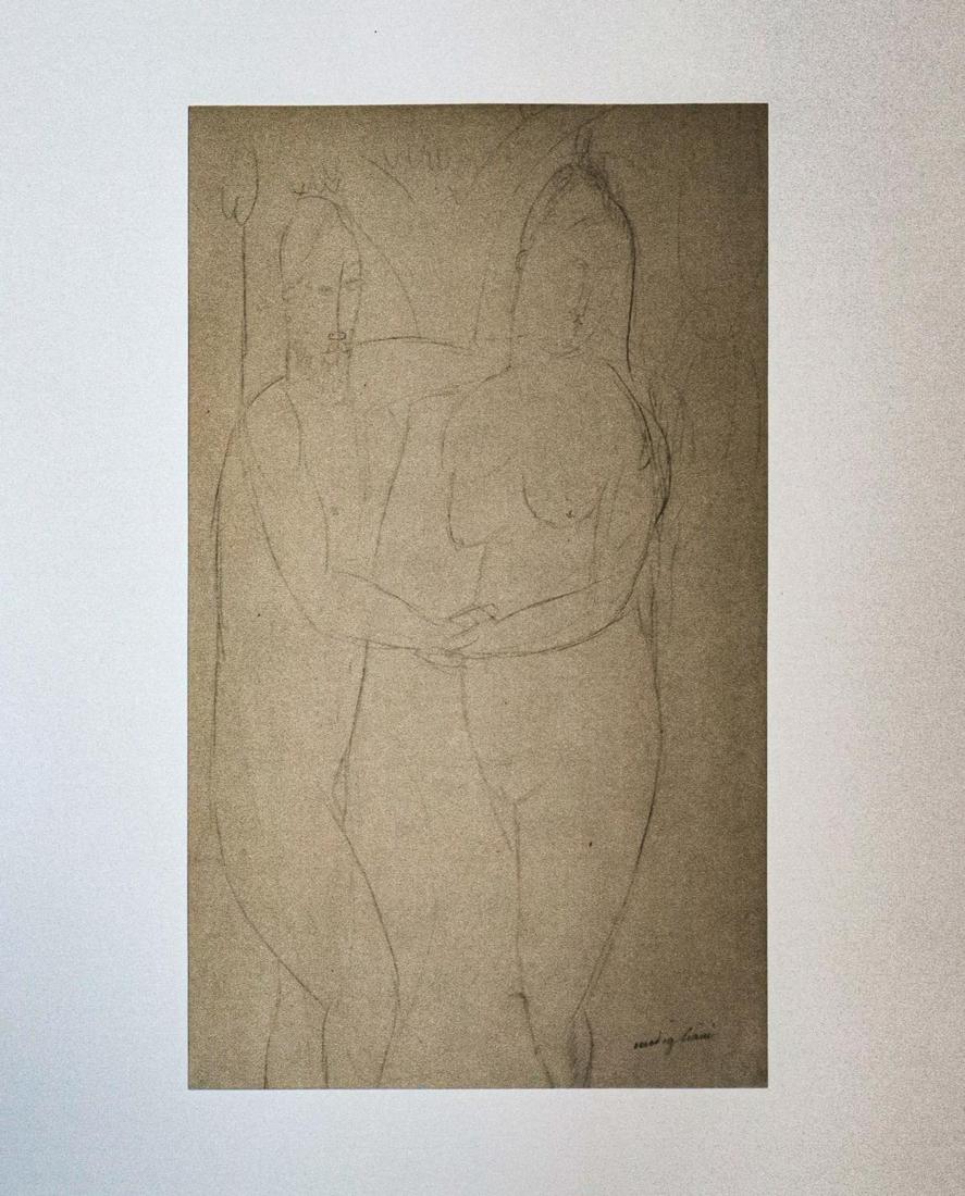 Amedeo Modigliani - Untitled portrait of a Man with a Woman: Artist: Amedeo Modigliani Title: Untitled portrait of a Man with a Woman Year: 1959 Dimensions: 22.25in. by 17.75in. Edition: From the rare limited edition 750 Publ