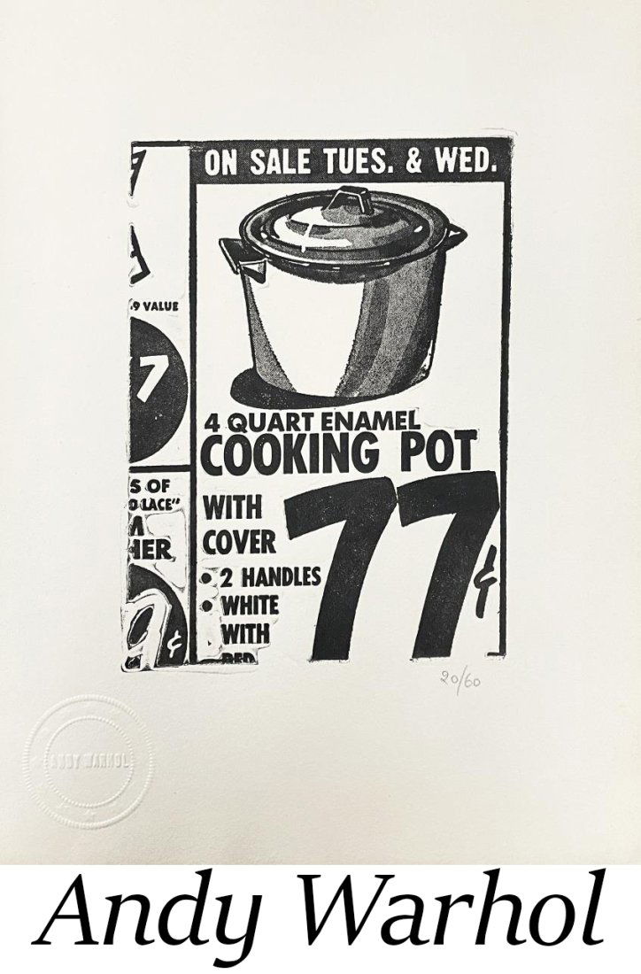 Andy Warhol - Cooking Pot: Artist: Andy Warhol Title: Cooking Pot Year: 1962 Dimensions: 6 1/8in. by 4 1/2in. Edition: Numbered from the rare limited edition of 60 Publisher: Galleria Sch