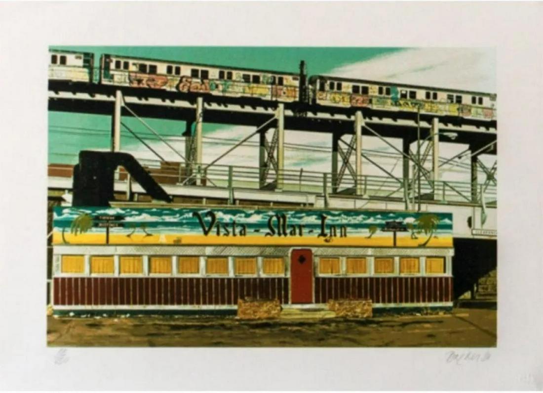 John Baeder - Vista Mar Inn: Artist: John Baeder Title: Vista Mar Inn Year: 1980 Dimensions: 22in. by 30in. Edition: From the Rare Limited Edition of 250 Medium: Screenprint in colors <