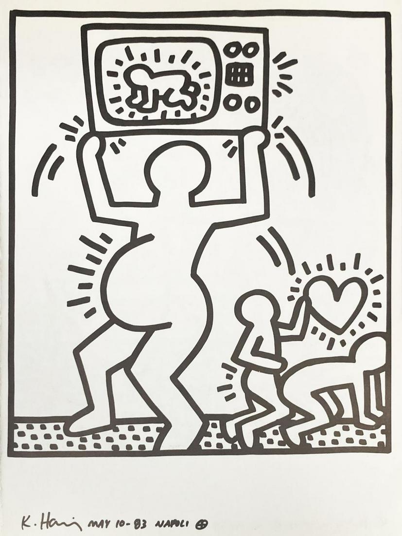 Keith Haring - Untitled I: Artist: Keith Haring Title: Untitled I Year: 1983 Dimensions: 12.5in. by 9.5in. Edition: From the rare limited edition Publisher: La Galerie de Poche