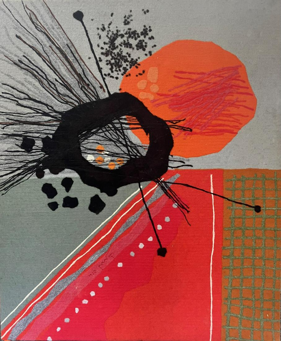 Calman Shemi - Abstraction (Number 2): Artist: Calman Shemi Title: Abstraction (Number 2) Dimensions: 46in. by 55in. Edition: Unique One of a Kind Original Artwork Medium: Original Rug Tapestry attached to Wood Boa