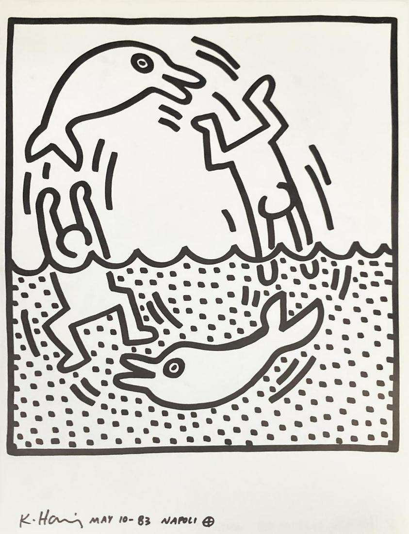 Keith Haring - Untitled IX: Artist: Keith Haring Title: Untitled IX Year: 1983 Dimensions: 12.5in. by 9.5in. Edition: From the rare limited edition Publisher: La Galerie de Poche <