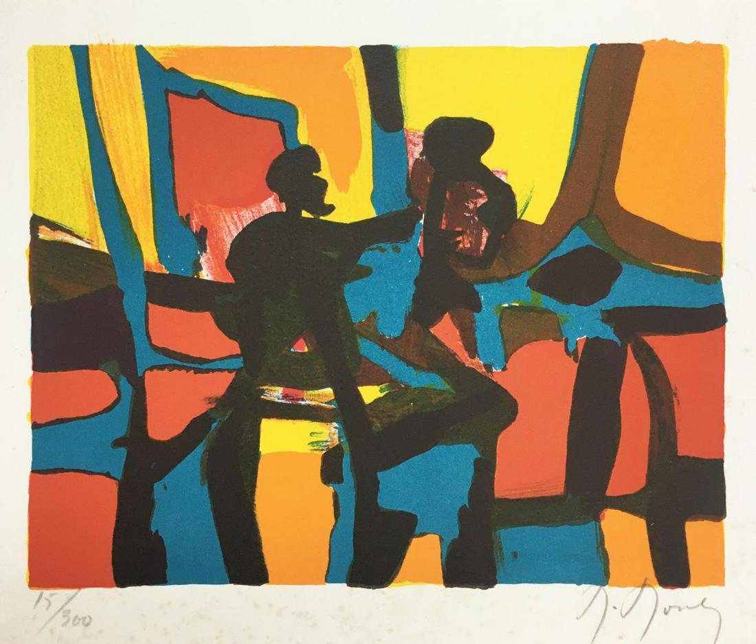 Marcel Mouly - Composition with Figures: Artist: Marcel Mouly Title: Composition with Figures Dimensions: 7 1/4in. by 9in. Edition: From the Rare Limited Edition Medium: Lithograph in Colors on Paper Condi