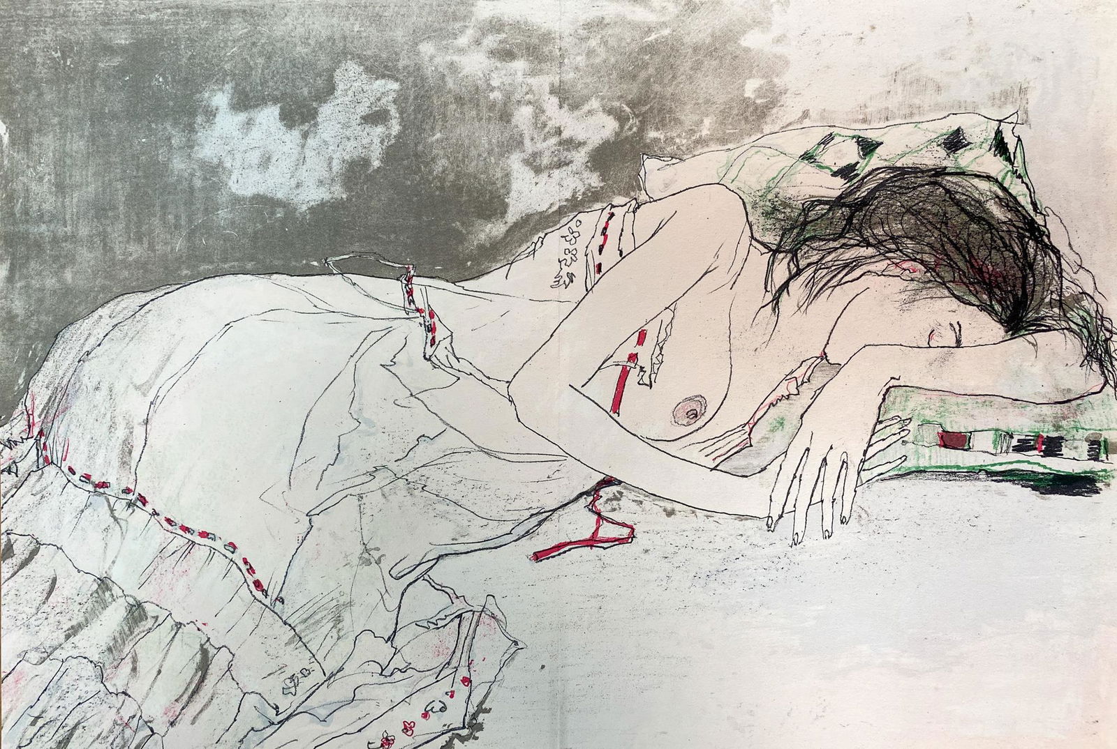 Jean Jansem - Half Nude Nap: Artist: Jean Jansem Title: Half Nude Nap Dimensions: 12.5in. by 18.25in. Edition: From the rare limited edition of 600 Publisher: Desjobert atelier Paris Medium: