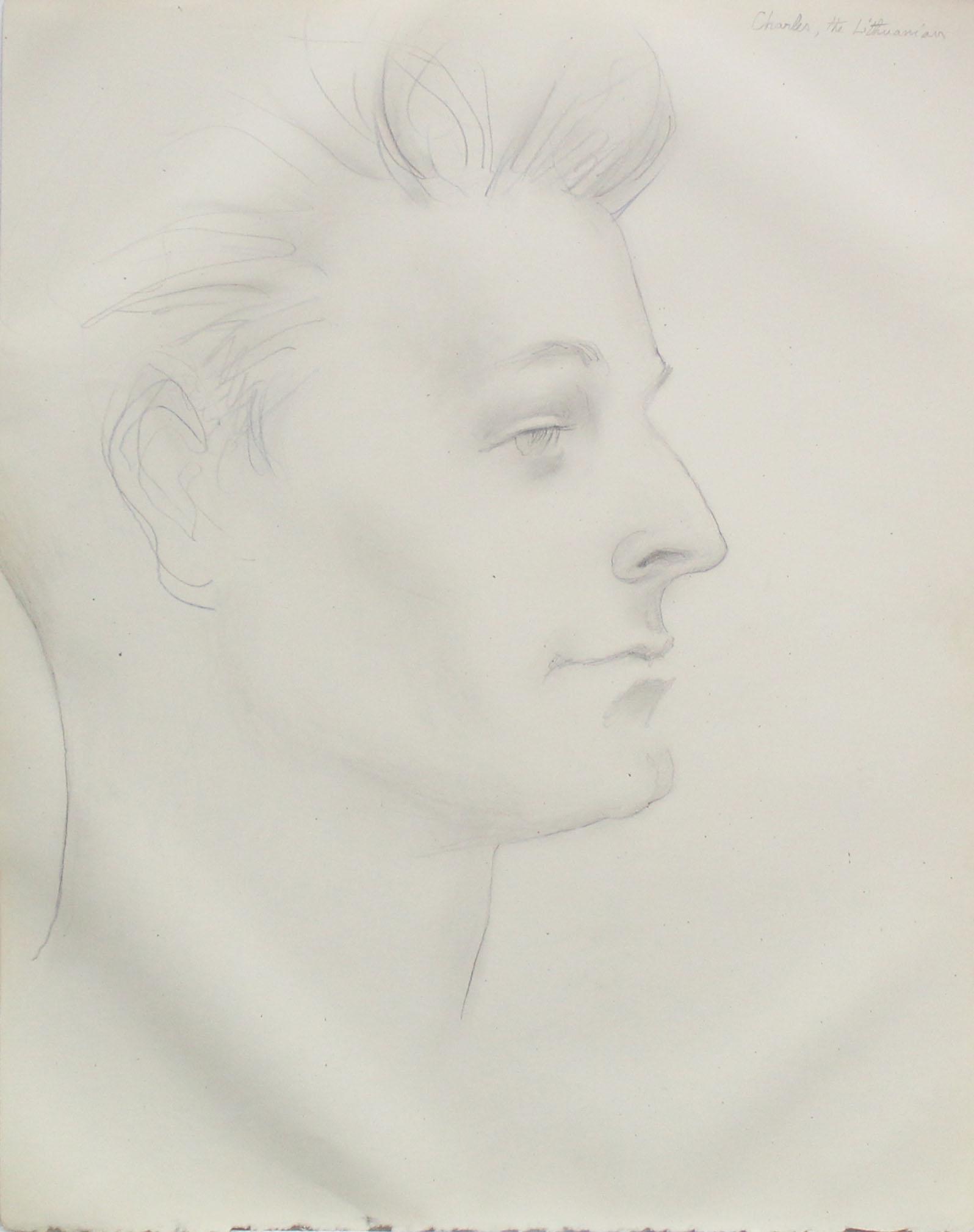 Emlen Etting - Charles the Lithuanian: Artist: Emlen Etting Title: Charles the Lithuanian Dimensions: 10in. by 12 7/8in. Edition: Unique One of a Kind Artwork Suite: Heads of Boys Medium: Original Pe