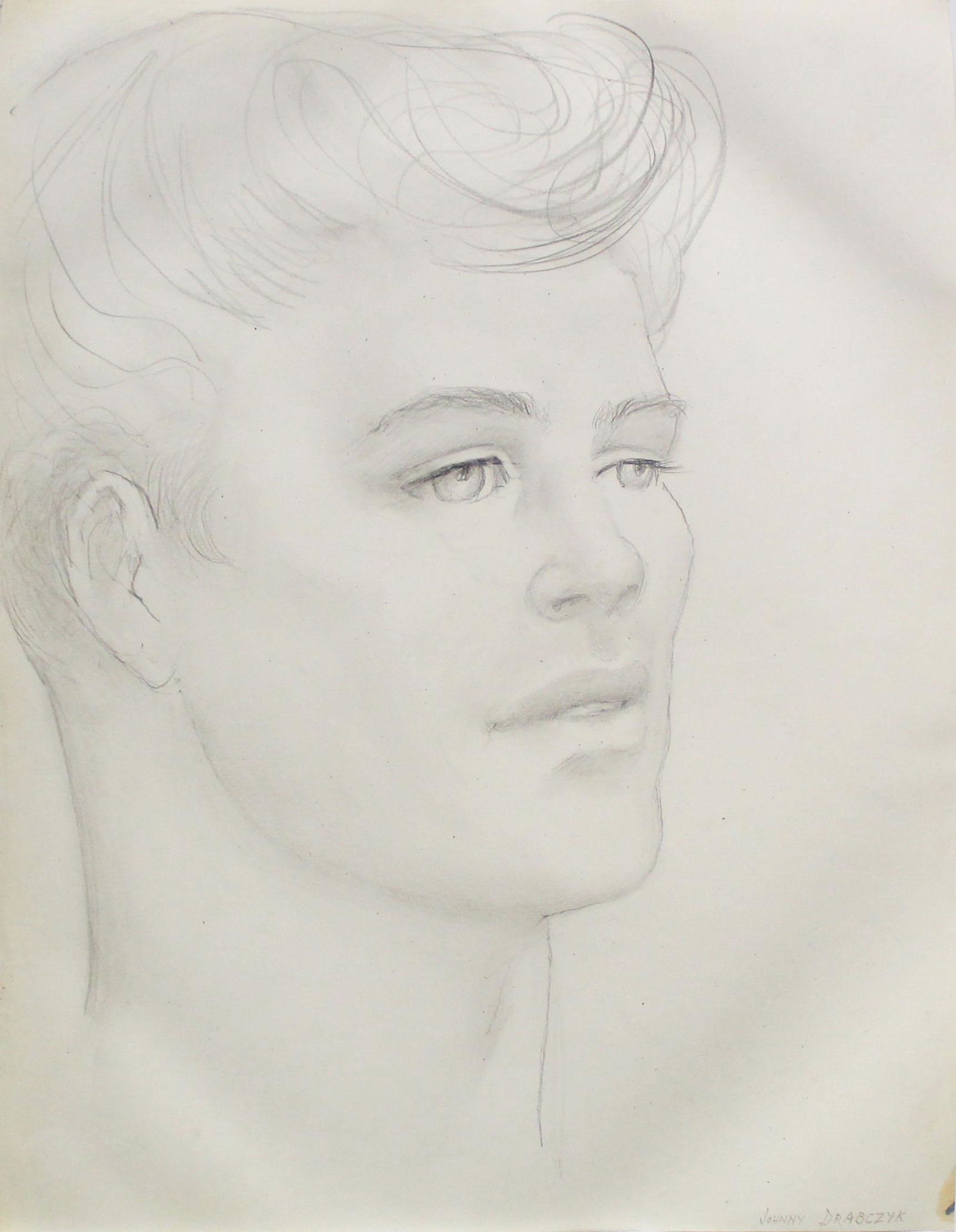 Emlen Etting - Johnny Drabczyk: Artist: Emlen Etting Title: Johnny Drabczyk Dimensions: 9 3/4in. by 12 5/8in. Edition: Unique One of a Kind Artwork Suite: Heads of Boys Medium: Original Pencil