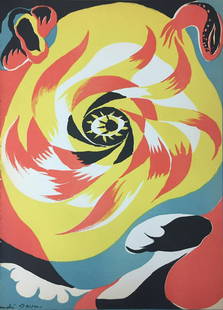 Andre Masson - The Sun: Artist: Andre Masson Title: The Sun Year: 1938 Dimensions: 14in. by 10 1/2in. Weight: 0 Edition: From the rare limited edition Suite: Verve Vol.
