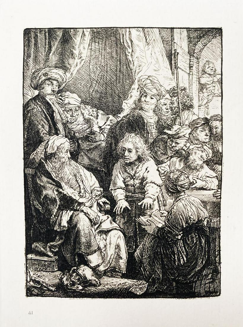 Rembrandt van Rijn (After 1883) - Joseph Telling His Dreams: Artist: Rembrandt van Rijn (After 1883) Title: Joseph Telling His Dreams Year: 1883 Dimensions: 5.5in. by 4in. Edition: From the rare limited edition Suite: LOe