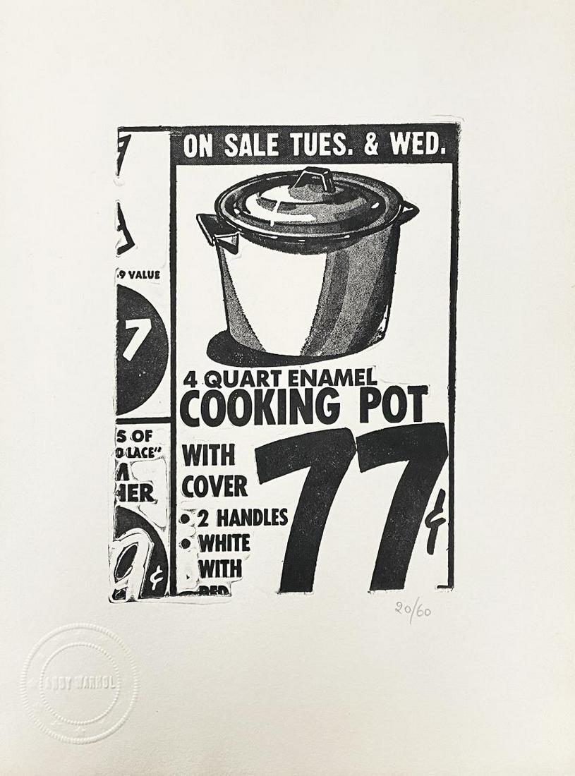 Andy Warhol - Cooking Pot: Artist: Andy Warhol Title: Cooking Pot Year: 1962 Dimensions: 6 1/8in. by 4 1/2in. Edition: Numbered from the rare limited edition of 60 Publisher: Galleria Sch