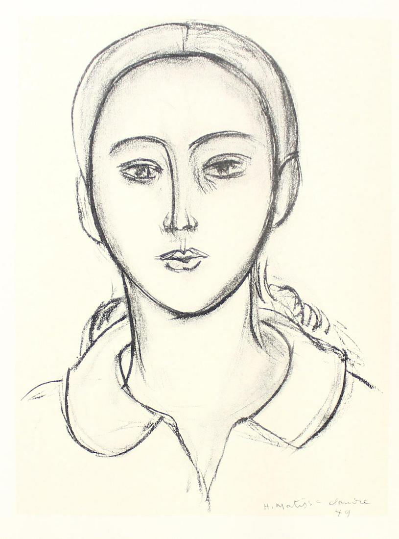 Henri Matisse (After) - Portrait 12 (Double Sided Single Sheet): Artist: Henri Matisse (After) Title: Portrait 12 (Double Sided Single Sheet) Year: 1954 Dimensions: 7 1/2`in. by 9 7/16in. Edition: From the rare limited edition Pu