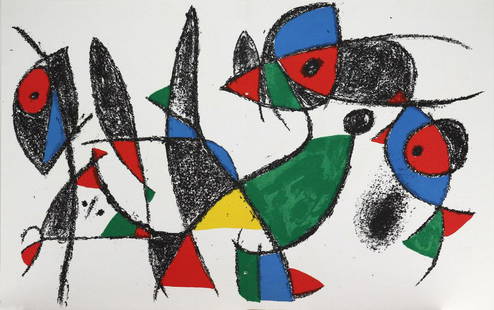 Joan Miro - Lithograph IX: Original Lithograph IX by Joan Miro1975ExcellentLithograph in color on paperFrom the rare limited editionMiro Lithographs II9.75in. x 12.5in. Comes with Letter of Authenticity, Guaranteed in Perpetui