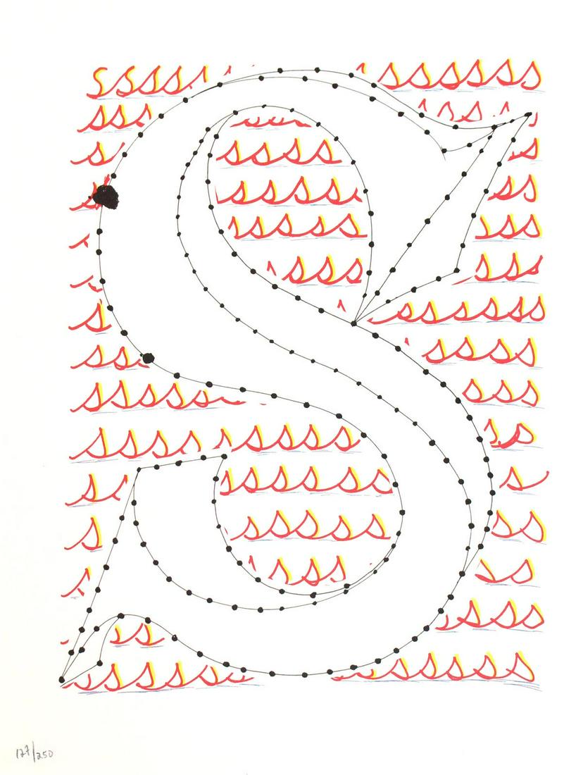 David Hockney - Letter S from "Hockney: Artist: David Hockney Title: Letter S from "Hockney's Alphabet" Year: 1991 Dimensions: 12 5/8in. by 9 5/8in. Edition: From the rare limited edition of 300 Publisher: Faber