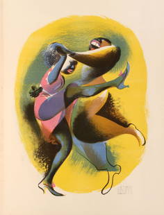 Al Hirschfeld - Lindy Hop: Artist: Al Hirschfeld Title: Lindy Hop Year: 1941 Dimensions: 12in. by 9.25in. Edition: 752 from the limited edition of 1000 Publisher: Hyperion Press New York Sui