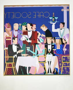 Giancarlo Impiglia - Cafe Society: Artist: Giancarlo Impiglia Title: Cafe Society Year: 1987 Dimensions: 41in. by 37in. Edition: Numbered from the Rare Limited Edition of XL Medium: Lithograph in