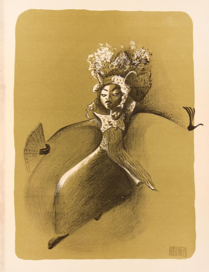 Al Hirschfeld - Le Gong Bali: Artist: Al Hirschfeld Title: Le Gong Bali Year: 1941 Dimensions: 12in. by 9.5in. Edition: From the limited edition of 1000 Publisher: Hyperion Press New York