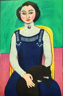 Henri Matisse (After) - Marguerite au chat noir: Artist: Henri Matisse (After) Title: Marguerite au chat noir Year: 1910 Dimensions: 6 1/4in. by 9 3/8in. Edition: From the rare limited edition Suite: Portraits