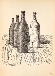 Rene Magritte - Untitled (Bottles): Artist: Rene Magritte Title: Untitled (Bottles) Year: 1966 Dimensions: 7in. by 5.25in. Edition: Numbered Ffrom the rare limited edition of 1077 Publisher: Le So