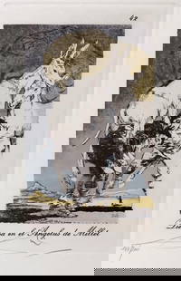 Salvador Dali - piensa en el Angelus de Millet: Artist: Salvador Dali Title: piensa en el Angelus de Millet Year: 1977 Dimensions: 17.75in. by 12.25in. Edition: From the limited edition of 200 Publisher: Fern