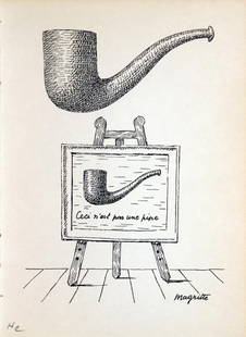 Rene Magritte - Untitled (Pipe): Artist: Rene Magritte Title: Untitled (Pipe) Year: 1966 Dimensions: 7in. by 5.25in. Edition: Numbered Ffrom the rare limited edition of 1077 Publisher: Le Solei