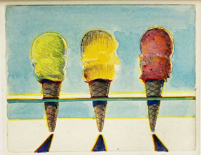 Wayne Thiebaud - Sugar Cones: Artist: Wayne Thiebaud Title: Sugar Cones Year: 1991 Dimensions: 9in. by 10.5in. Sheet Size Edition:From the Limited Edition Publisher: Chronicle