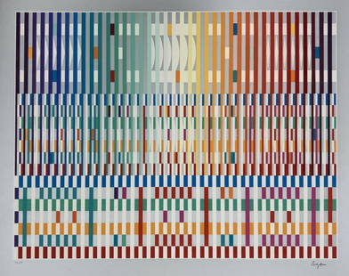 Yaacov Agam - Untitled II: Artist: Yaacov AgamTitle: Untitled IIDimensions: 42.5in. by 30in.Edition: From the rare limited edition of LXIIIMedium: Original Lithograph in colors on paperCondition: ExcellentSignature Details: