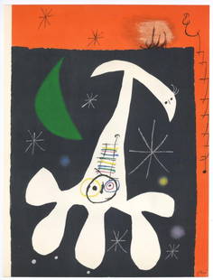 Joan Miro - Personnage et Oiseau II: Artist: Joan Miro Title: Personnage et Oiseau II Year: 1967 Dimensions: 12.5in. by 9.5in. Edition: Numbered from the Rare Limited Edition Publisher: Pierre Mati