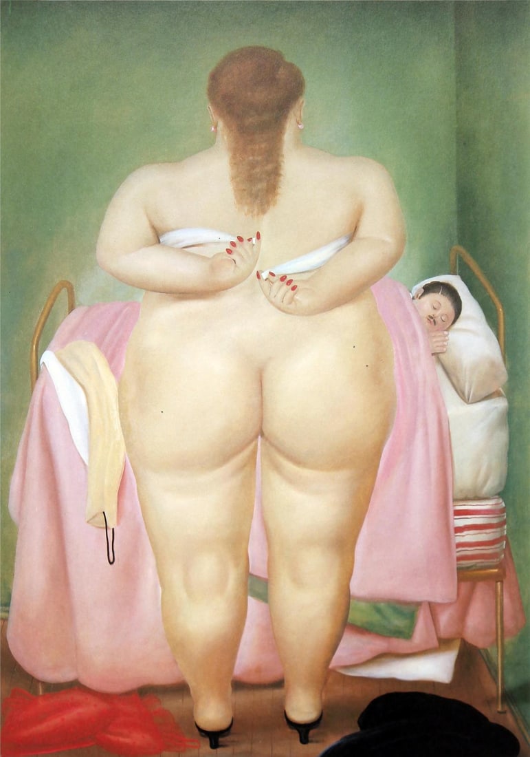 Fernando Botero (after) - Woman Putting on Her: Artist: Fernando Botero (after) Title: Woman Putting on Her Brassiere Year: 1983 Dimensions: 16in. by 12in. Edition: From the limited edition of 200 Publisher:
