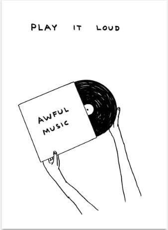 David Shrigley - Untitled (Play It Loud): Artist: David Shrigley Title: Untitled (Play It Loud) Year: 2020 Dimensions: 19.7in. by 27.6in. Edition: From the Rare Limited Edition of 350 Publisher: Shrig S
