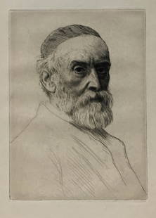 Alphonse Legros - Portrait of George Frederick Watts: Artist: Alphonse Legros Title: Portrait of George Frederick Watts Year: 1883 Dimensions: 9 7/16in. by 12 3/8in. Edition: From the Rare Limited Edition Publisher: