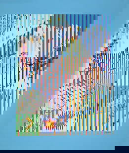 Yaacov Agam - Homage to Ben Gurion: Artist: Yaacov Agam Title: Homage to Ben Gurion Dimensions: 36 1/2in. by 31 1/8in. Edition: From the rare limited edition of L Medium: Original serigraph on paper Condition: