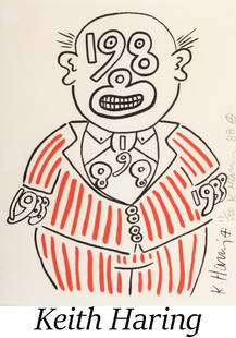 Keith Haring - 1988 Man: Artist: Keith Haring Title: 1988 Man Year: 1988 Dimensions: 10 18/in. by 8 1/8in. Edition: Numbered from the edition of 150 Publisher: Martin Lawrence Limited E