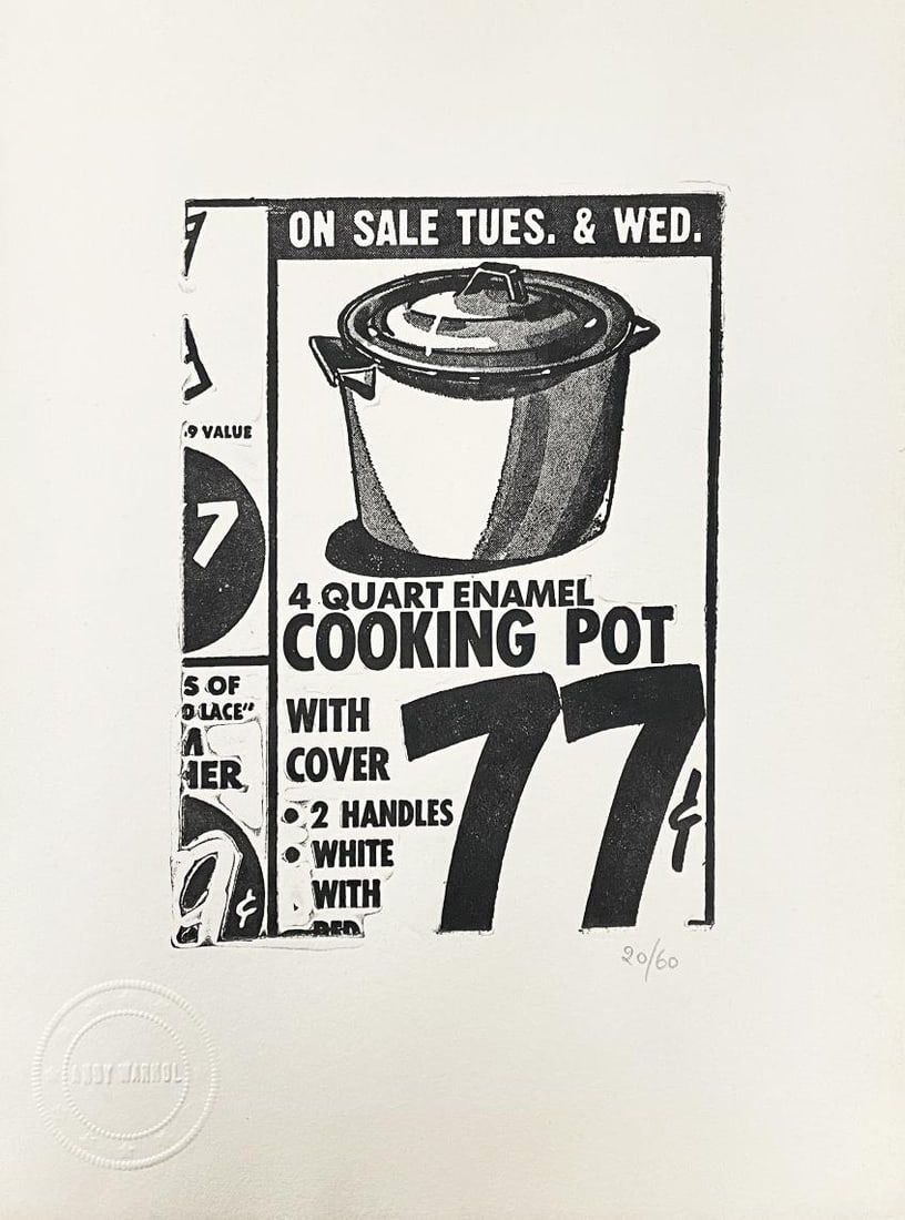 Andy Warhol - Cooking Pot: Artist: Andy Warhol Title: Cooking Pot Year: 1962 Dimensions: 6 1/8in. by 4 1/2in. Edition: Numbered from the rare limited edition of 60 Publisher: Galleria Sch