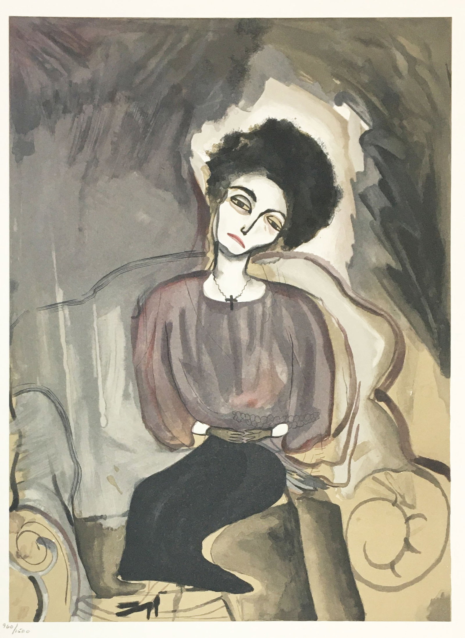 Alice Neel - Portrait: Artist: Alice Neel Title: Portrait Year: 1985 Dimensions: 11 1/4in. by 15 1/4in. Edition: From the Rare Limited Edition of 1500 Publisher: Limited Editions Club