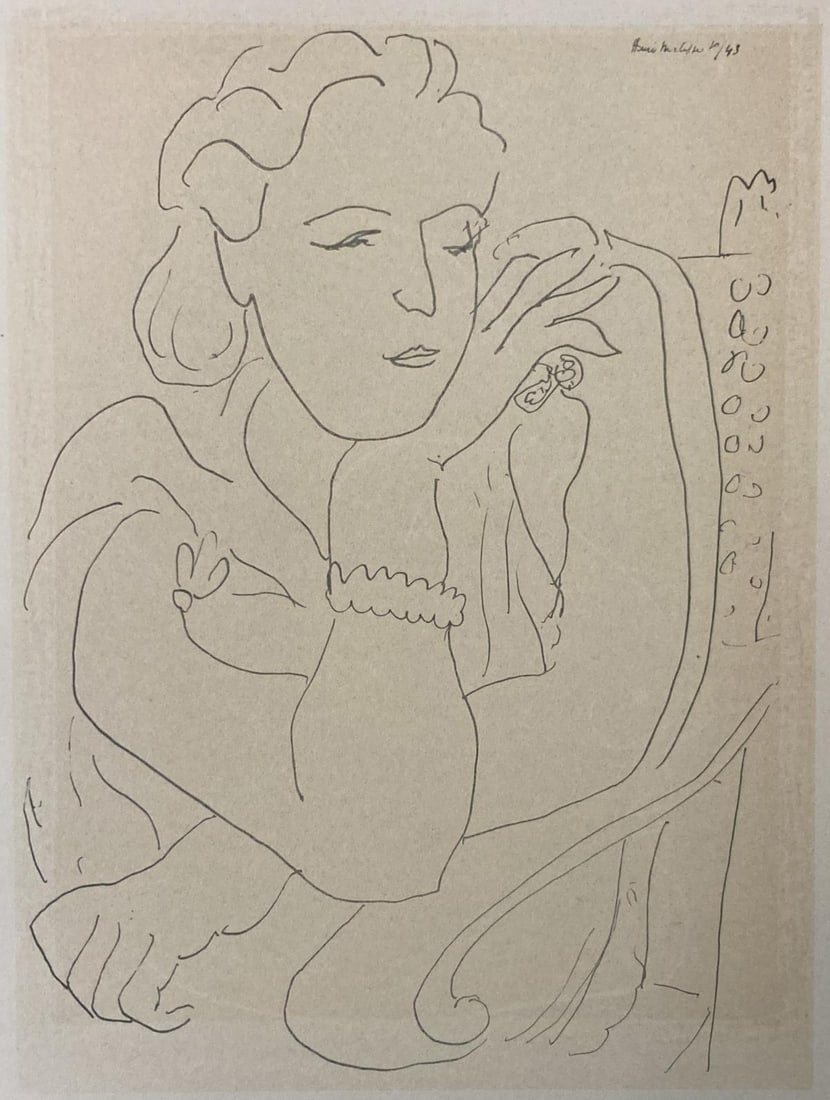 Henri Matisse (After) - Portrait 26: Artist: Henri Matisse (After) Title: Portrait 26 Year: 1954 Dimensions: 7 1/2`in. by 9 7/16in. Edition: From the rare limited edition Publisher: Andre Sauret Ed