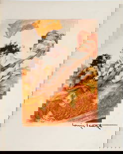 Louis Icart - At Your Service: Artist: Louis Icart Title: At Your Service Year: 1935 Dimensions: 7 3/8in. by 9 1/4in. Edition: From the rare limited edition of 497 Publisher: Claude Prosper de Crebillon<