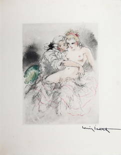 Louis Icart - Sweet Nothings: Artist: Louis Icart Title: Sweet Nothings Year: 1947 Dimensions: 11in. by 8.5in. Edition: From the rare limited edition of 500 Publisher: Georges Guillot Editeur: Paris