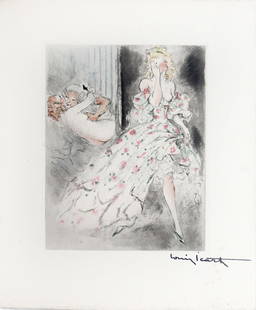 Louis Icart - Sneak a Peak: Artist: Louis Icart Title: Sneak a Peak Year: 1947 Dimensions: 11in. by 8.5in. Edition: From the rare limited edition of 500 Publisher: Georges Guillot Editeur: Paris <