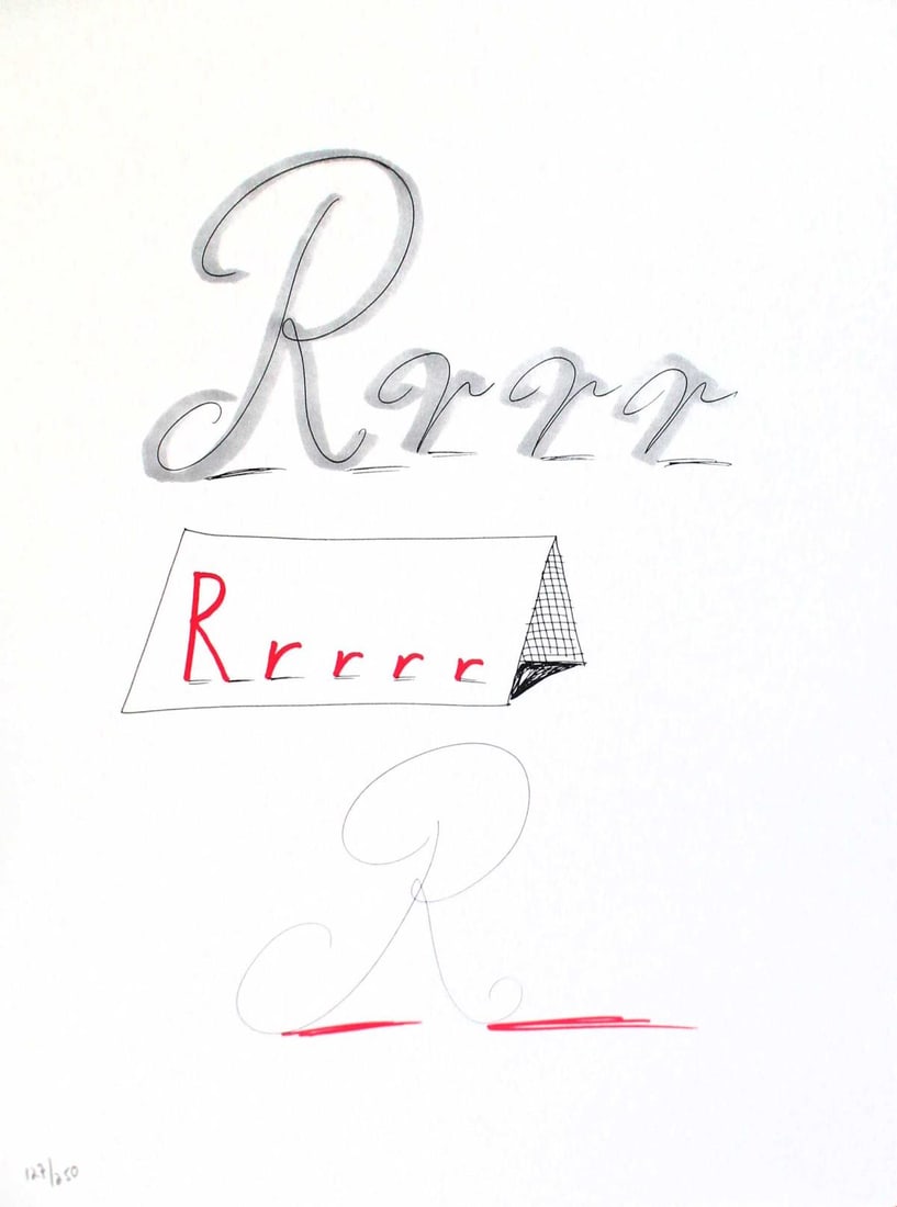 David Hockney - Letter R from "Hockney: Artist: David Hockney Title: Letter R from "Hockney's Alphabet" Year: 1991 Dimensions: 12 5/8in. by 9 5/8in. Edition: From the rare limited edition of 300 Publisher: Faber