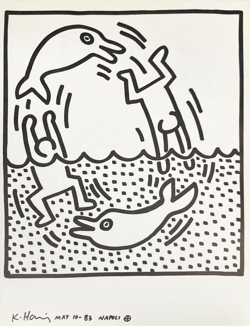 Keith Haring - Untitled IX: Artist: Keith Haring Title: Untitled IX Year: 1983 Dimensions: 12.5in. by 9.5in. Edition: From the rare limited edition Publisher: La Galerie de Poche <