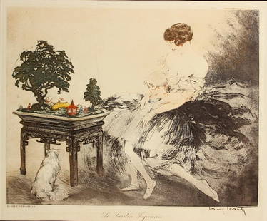 Louis Icart - Japanese Garden (le jardin japonais): Artist: Louis Icart Title: Japanese Garden (le jardin japonais) Year: 1932 Dimensions: 10in. by 12in. Condition: Excellent Signature Details: Signed in t