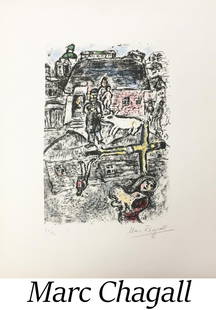 Marc Chagall - Passion: Artist: Marc ChagallTitle: PassionYear: 1975Dimensions: 24in. by 16 7/8in.Edition: From the rare limited edition of 50Publisher: Editions Maeght ParisMedium: Original lithograph on paperCondition: