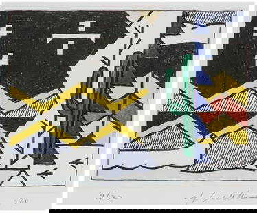 Roy Lichtenstein - Night Scene: Artist: Roy Lichtenstein Title: Night Scene Year: 1980 Dimensions: 20 1/5in. by 21 1/4in. Edition: 7 From the rare limited edition of 32 Publisher: Tyler Graphi