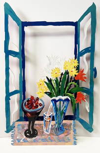 David Gerenstein - Cherry Season Metal Wall Sculpture: Artist: David Gerenstein Title: Cherry Season Metal Wall Sculpture Year: 1995 Dimensions: 27in. by 40in. Edition: From the rare limited editon of 295 Medium: Or